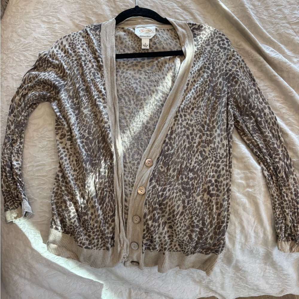 Talbots Cashmere Animal Print Cardigan